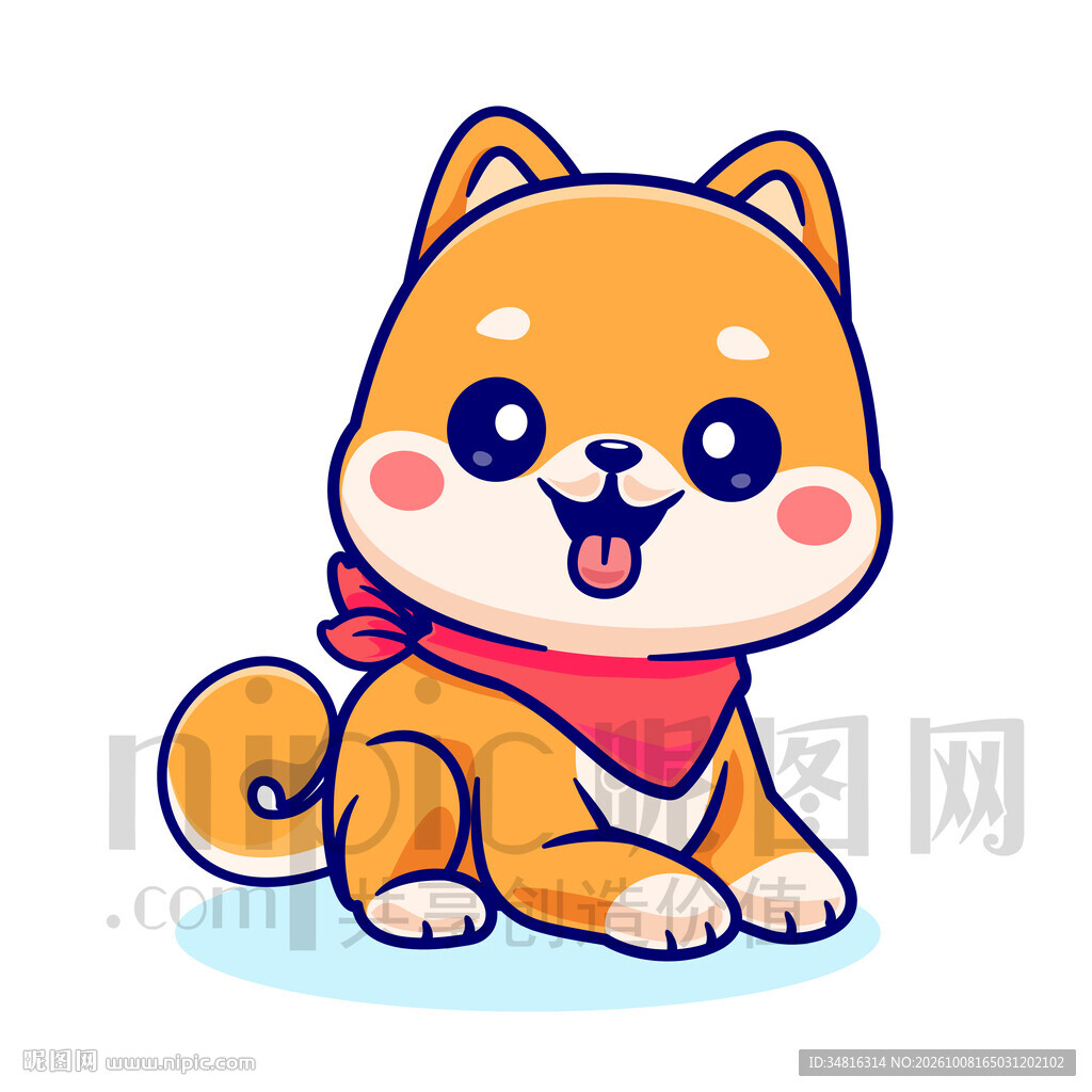 可爱卡通柴犬插画