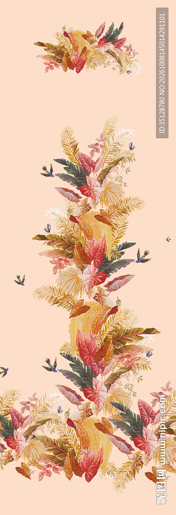 秋日水彩植物插画大牌花