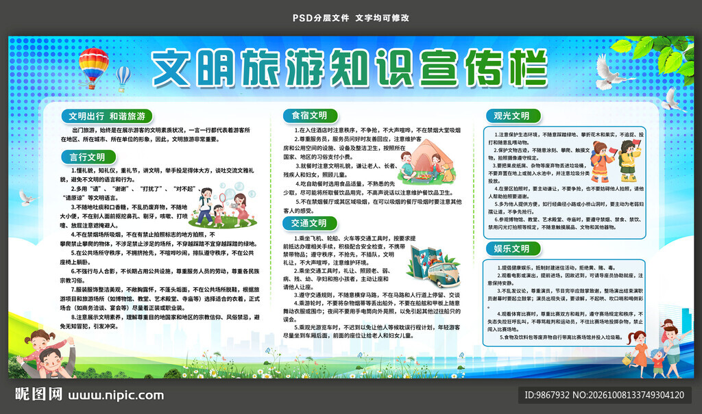 文明旅游知识宣传栏