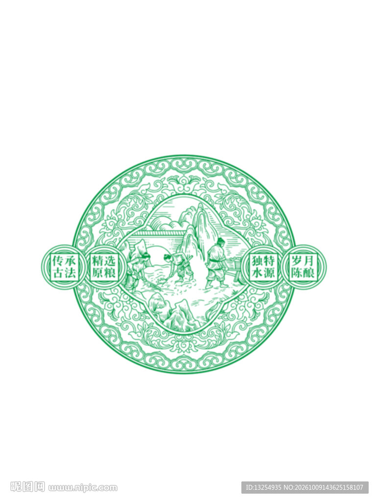 酒牌 酿酒图