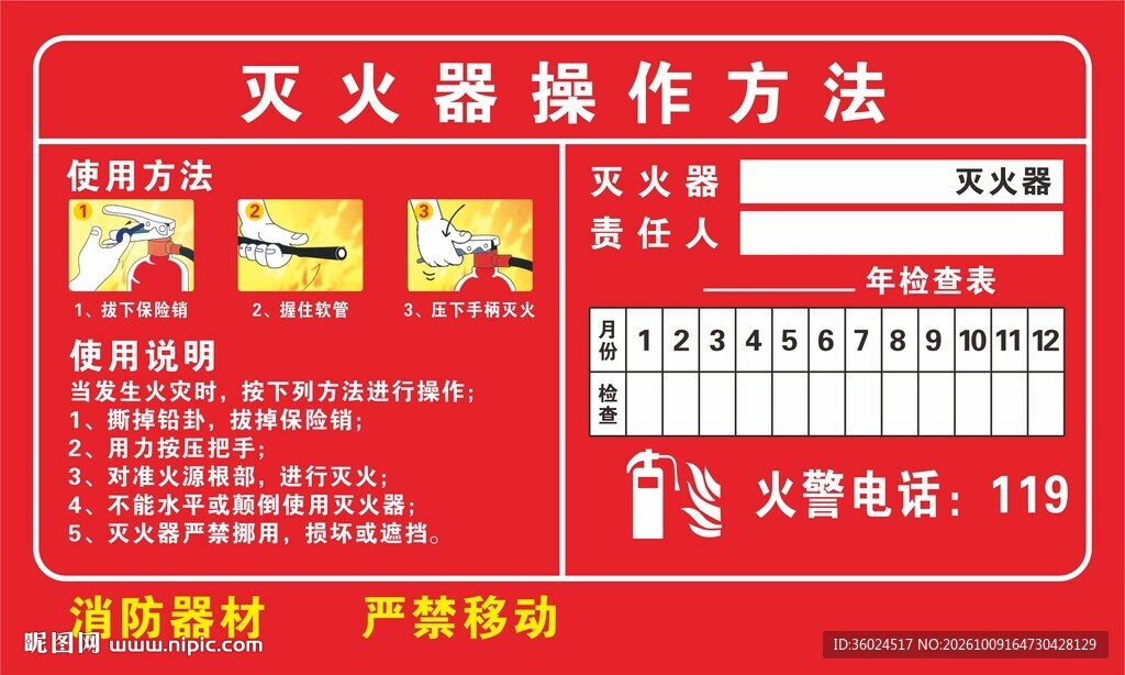 灭火器检查表
