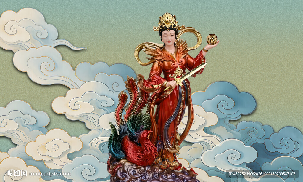 九天玄女祥云立像