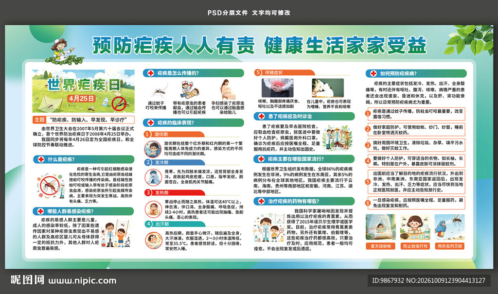 防治疟疾知识宣传栏