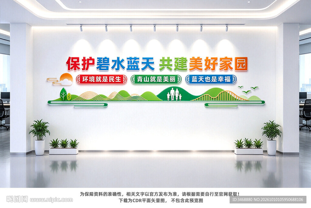 保护蓝天碧水文化墙