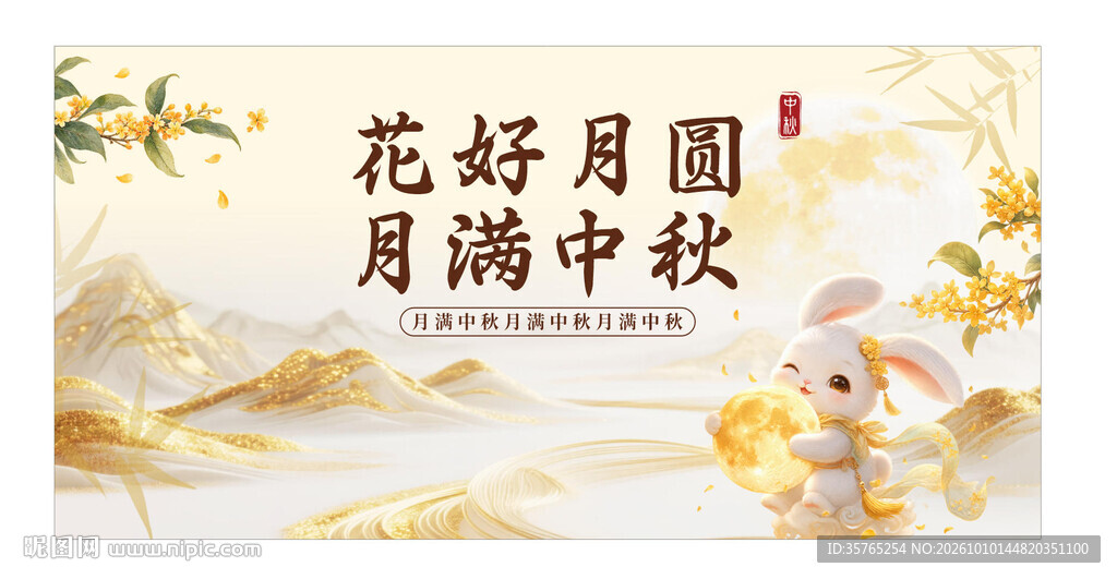 中秋花好月圆主题海报展板背景