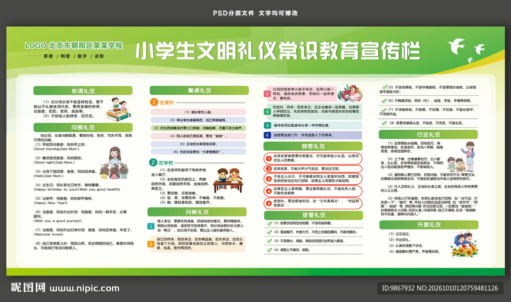 小学生文明礼仪常识教育宣传栏