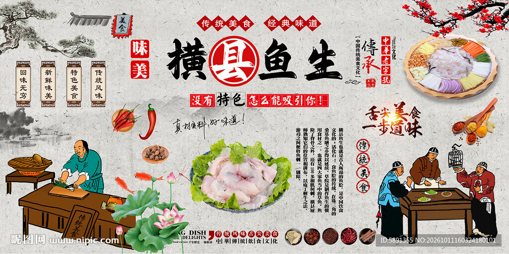 横县鱼生背景墙
