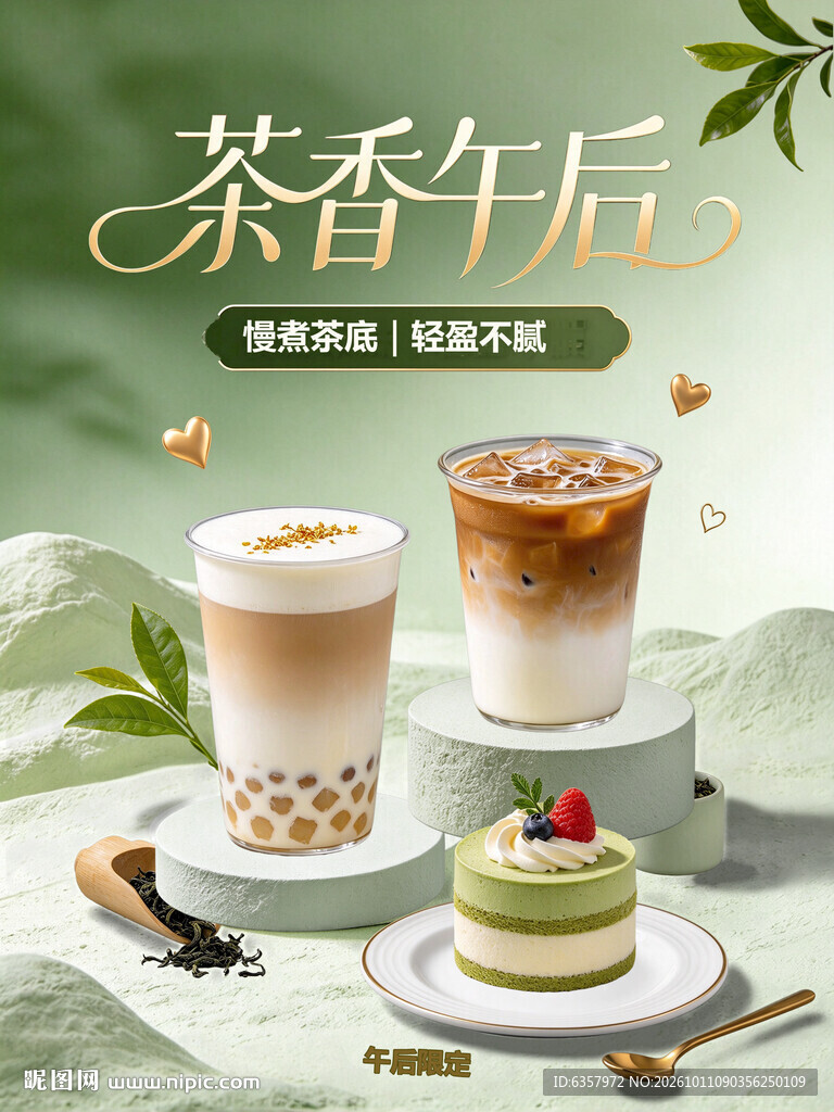 茶香午后茶饮甜品海报