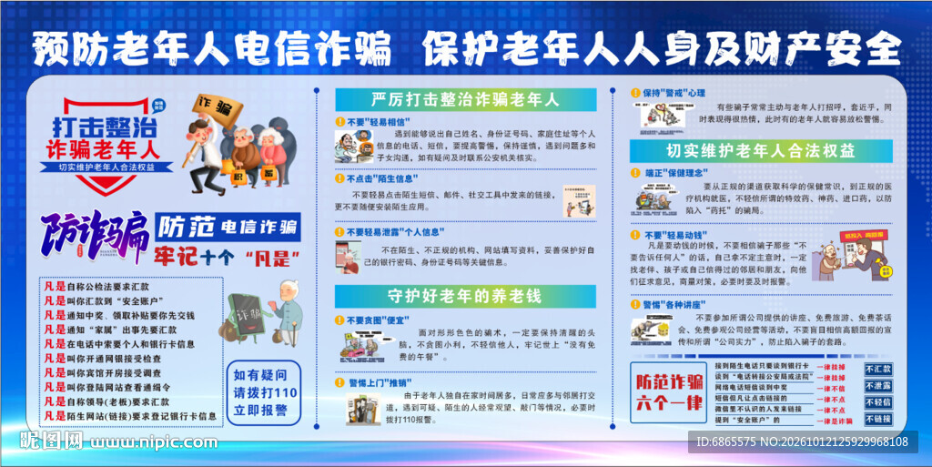 老年防电信诈骗宣传展板