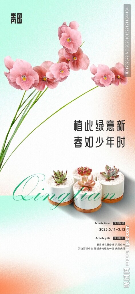 春日少年清新海报