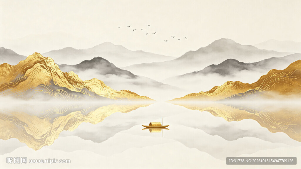 金色山水画