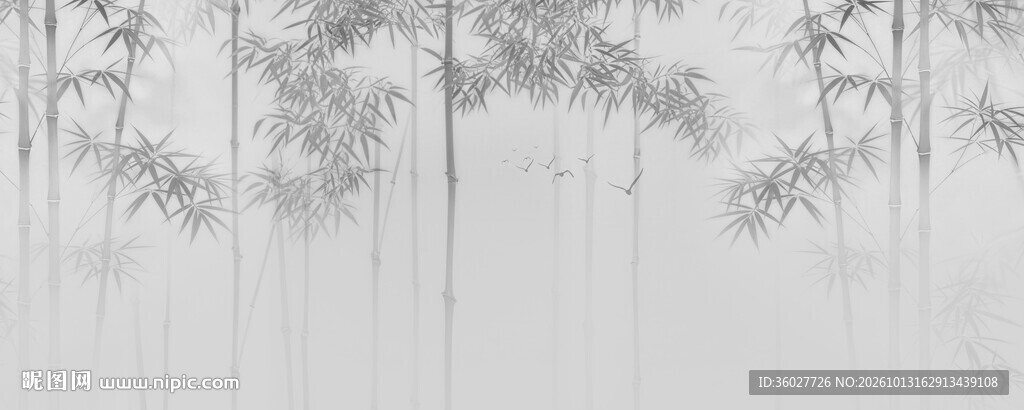 竹影 水墨灯箱竹林