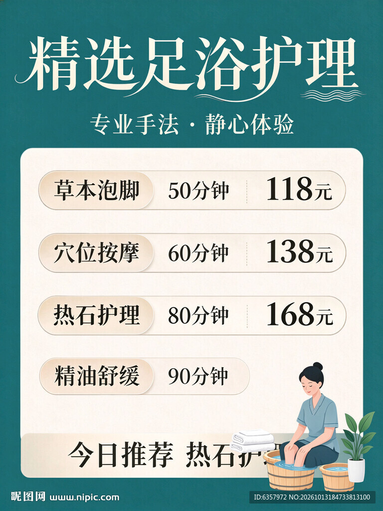 精选足浴护理价目表