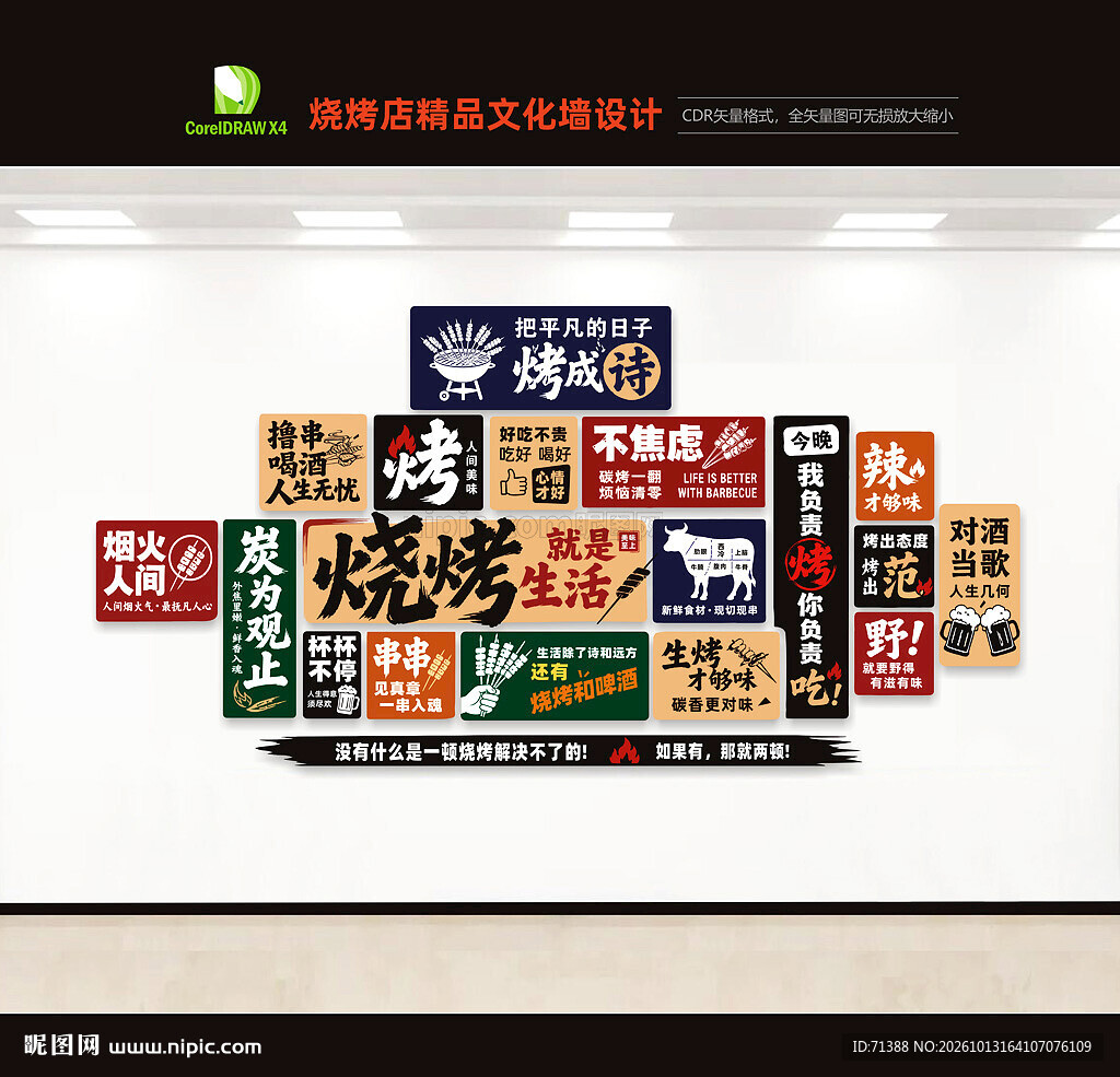 烧烤店文化墙背景墙