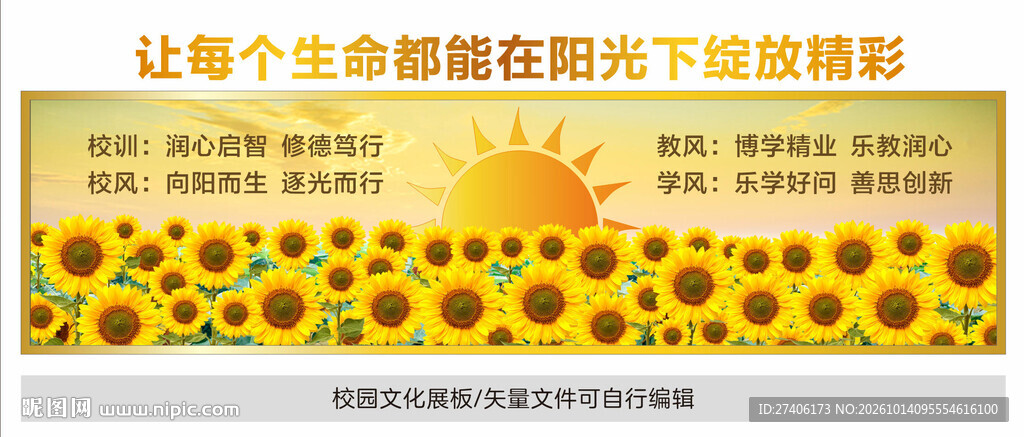阳光下绽放生命主题展板