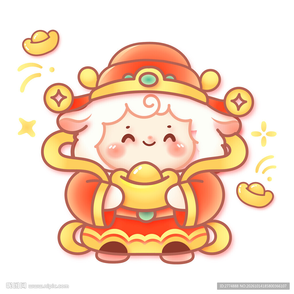 羊年新春矢量小羊财神喜庆招财