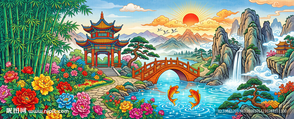 中堂国风山水吉祥装饰画