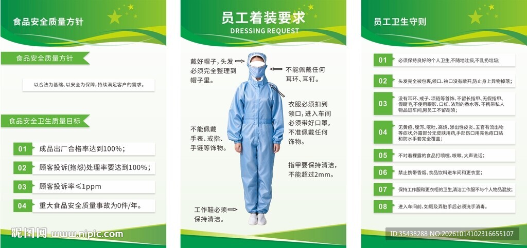 员工着装要求 食品安全质量方针
