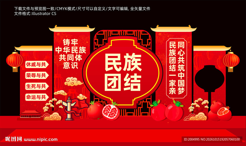 铸牢中华民族共同体民族团结美陈