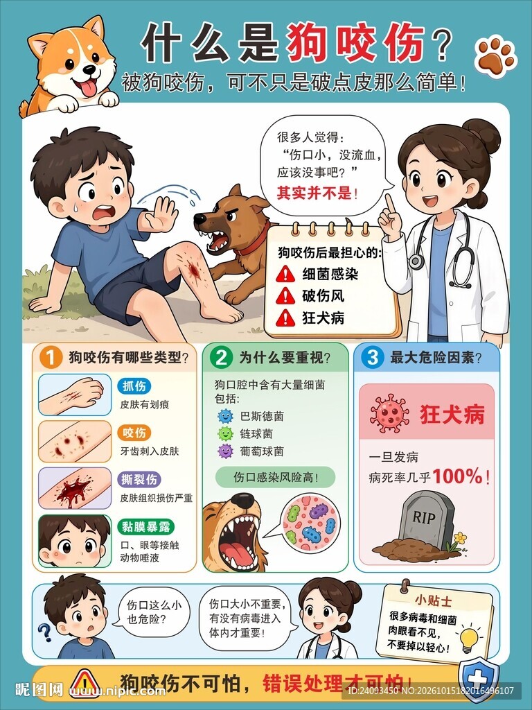 狗咬伤科普宣传海报