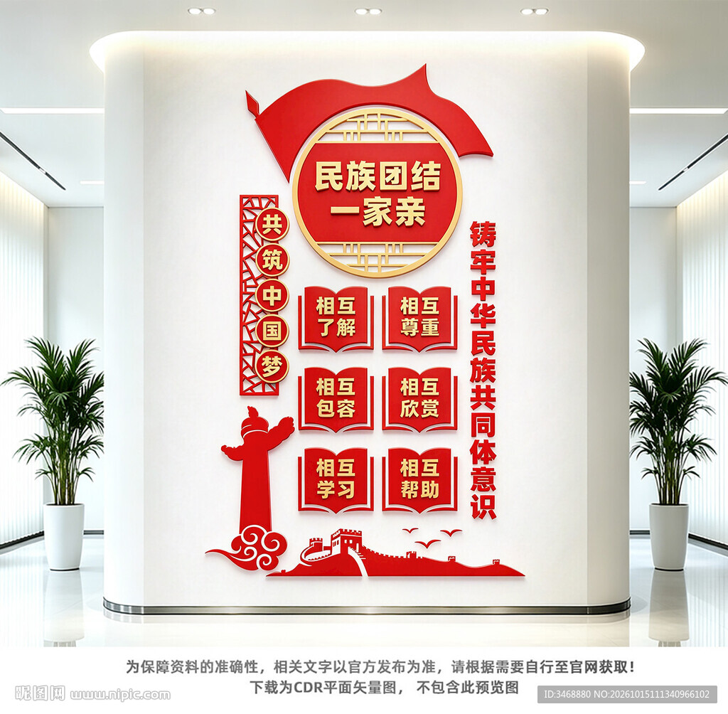 竖版民族团结文化墙