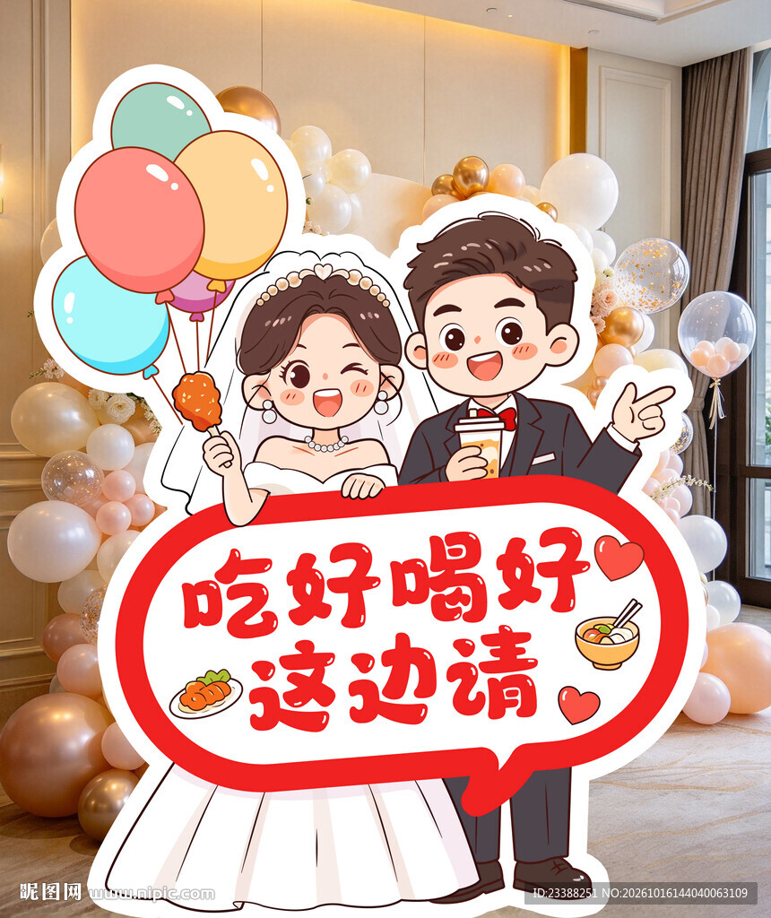 Q版婚礼指引立牌