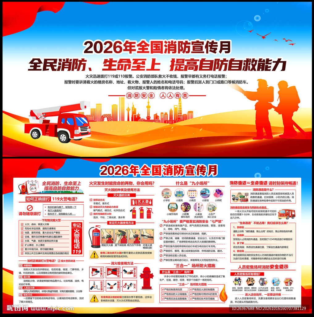 2026年全国消防宣传月展板