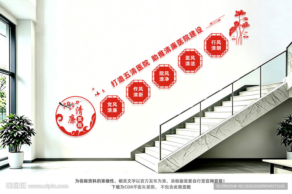 清廉医院楼梯文化墙