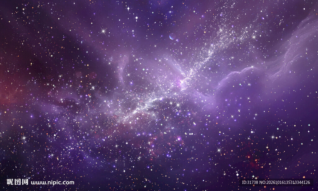 紫色绚丽璀璨宇宙星空背景图