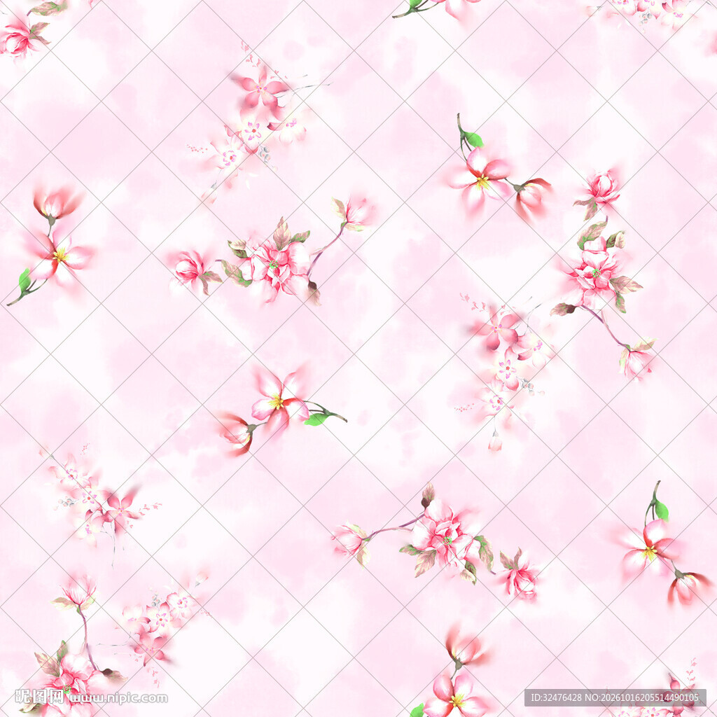 淡粉樱花碎花无缝背景