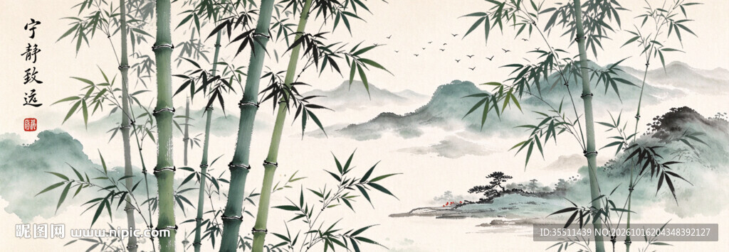 水墨竹子背景图