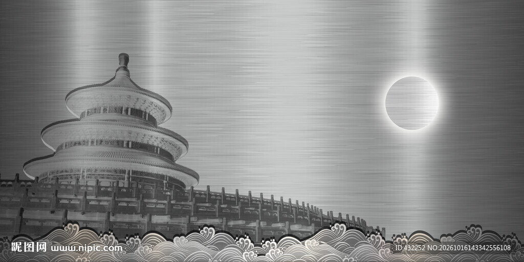 天坛中国风插画