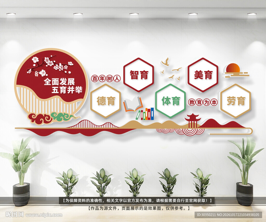 德智体美劳校园文化墙