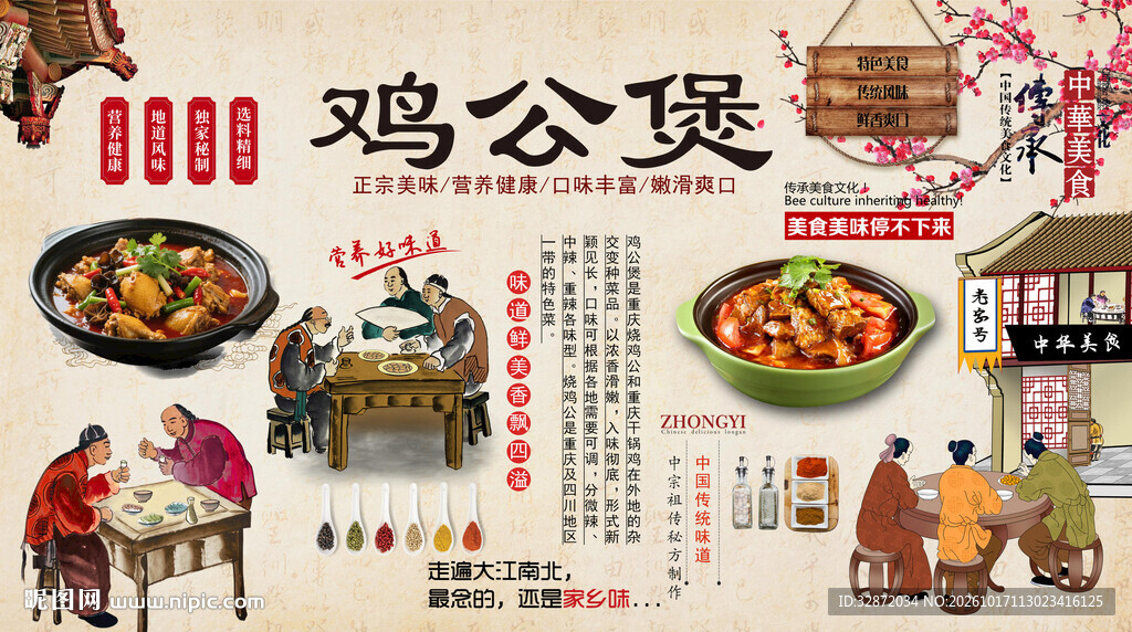 鸡公煲背景墙