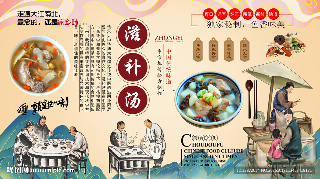 滋补汤背景墙