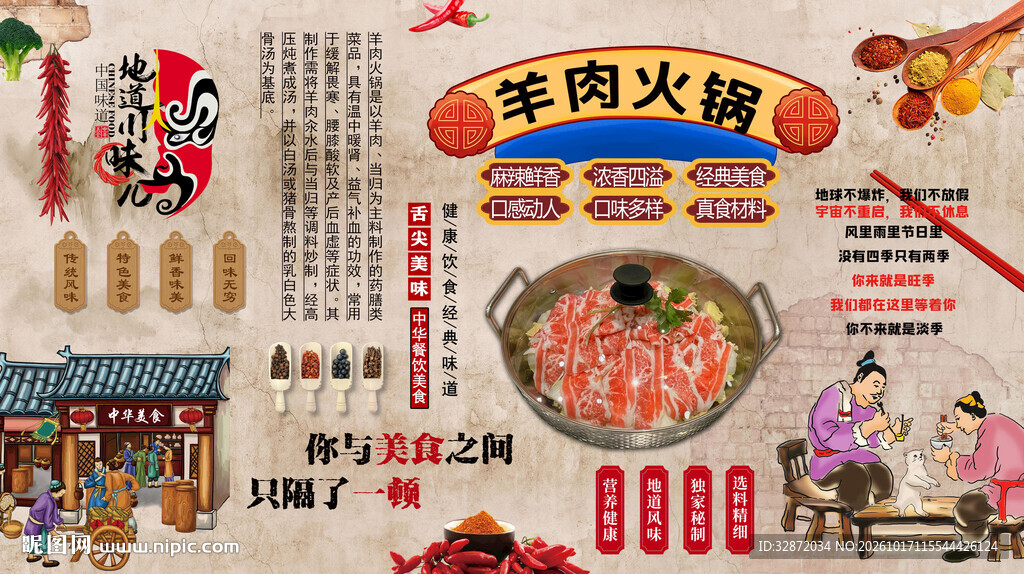 羊肉火锅背景墙