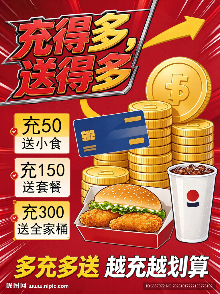 餐饮储值充送活动海报