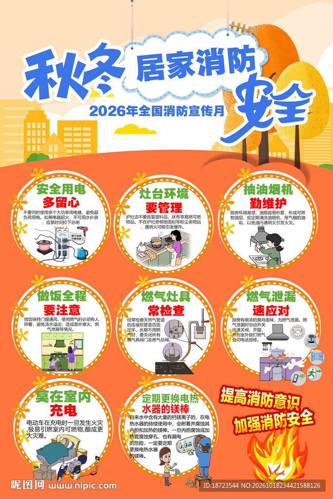 秋冬居家消防安全提示