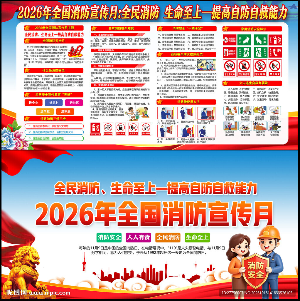 2026年119消防宣月宣传栏