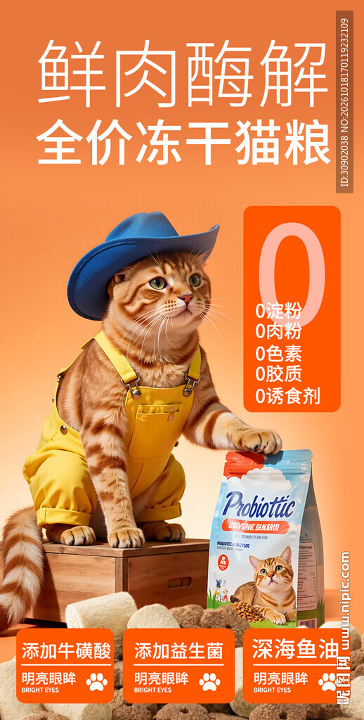 鲜肉酶解全价冻干猫粮海报