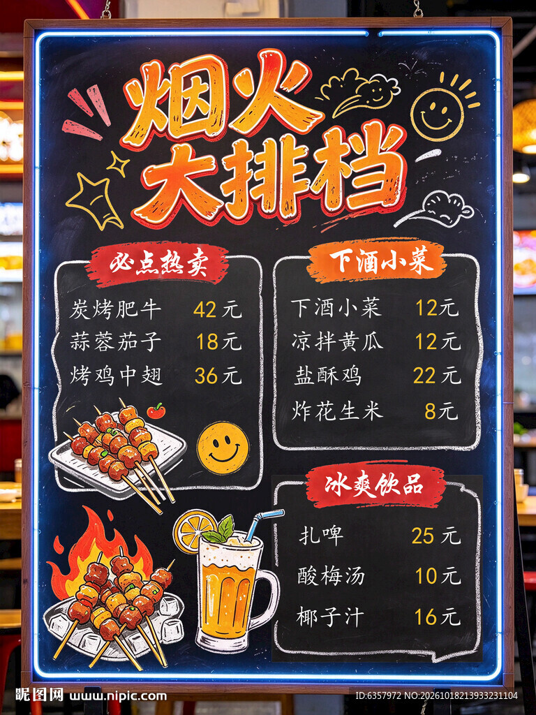 烟火大排档菜单海报