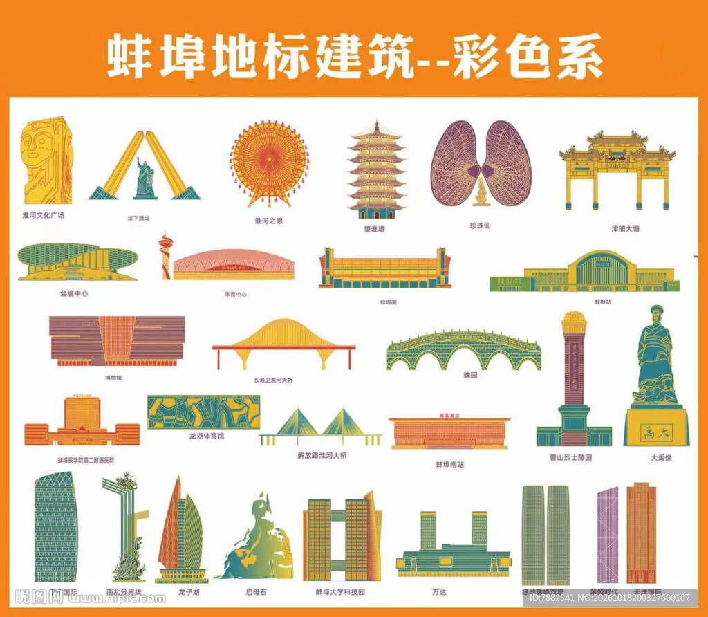 蚌埠彩色地标建筑合集
