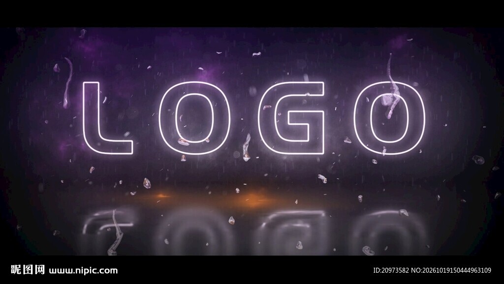 紫色霓虹粒子LOGO片头