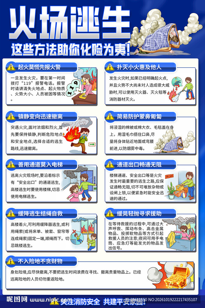 火场逃生科普宣传海报