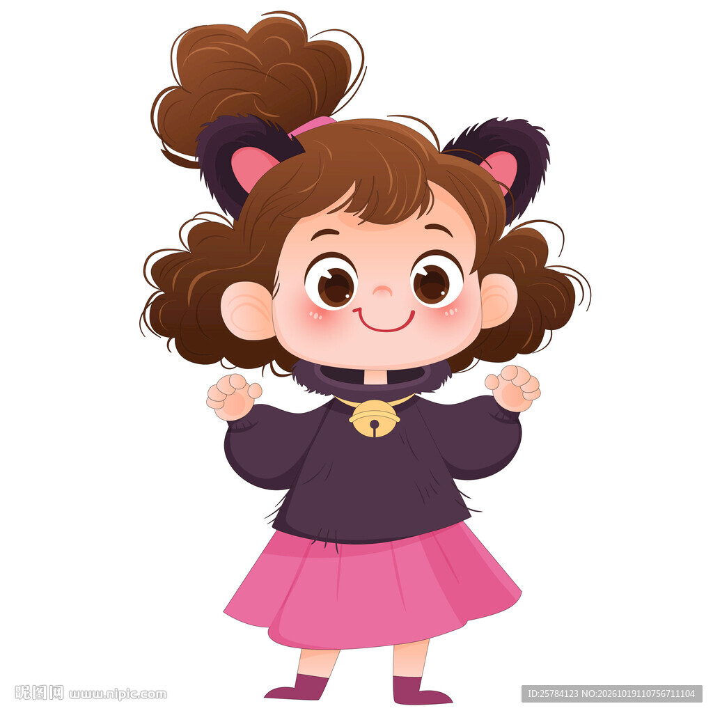 万圣节穿猫咪装猫耳朵铃铛小女孩