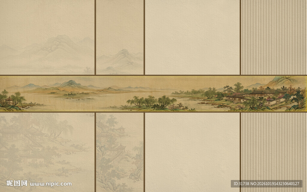 中式宋氏美学古画山水画壁画壁纸
