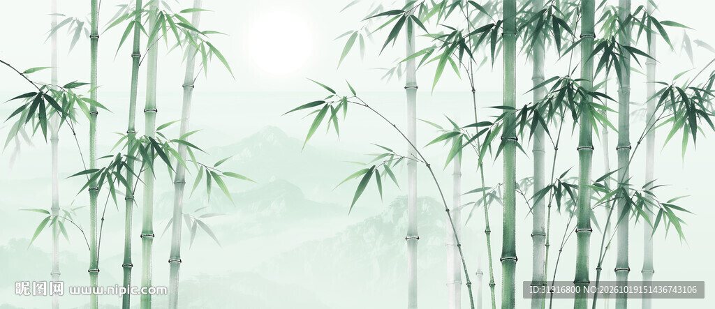 中式水墨竹子