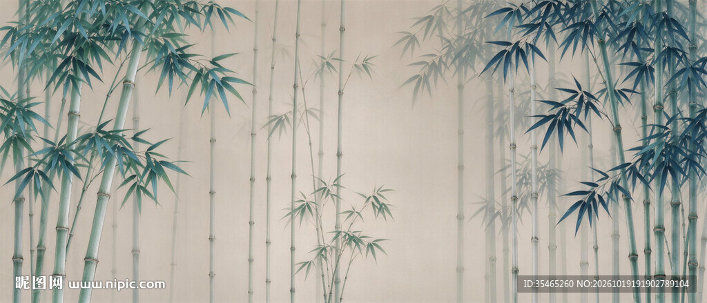 灯箱新中式竹子画