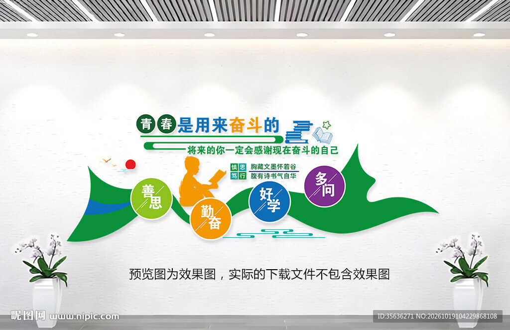 学校园读书励志标语文化墙