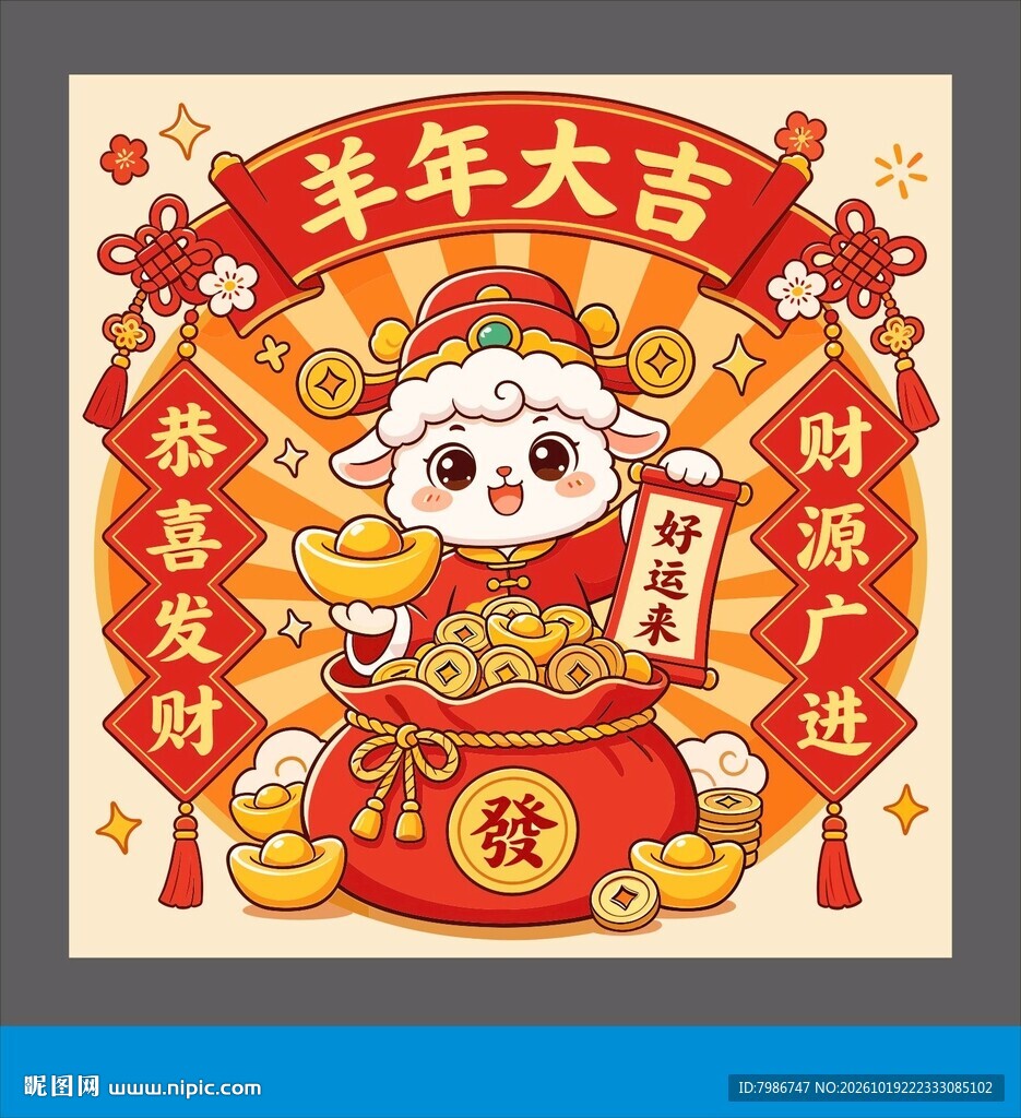 羊年大吉新春贺岁插画